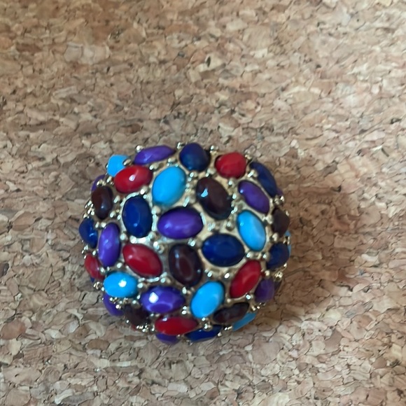 Statement Ring Gold Tone Cluster Glass Stone Costume Jewelry Bohemian all sizes - Picture 7 of 8